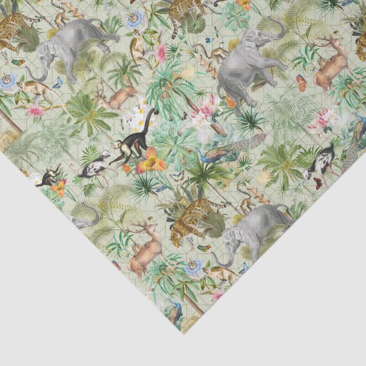 Exotic Wild Animals Oerwoud Fantasy Tissue Papier (Detail)