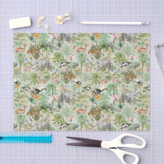 Exotic Wild Animals Oerwoud Fantasy Tissue Papier (Craft)