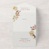 Exotic Woodland Wildflower krans bruiloft All In One Uitnodiging (Buitenkant)