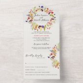 Exotic Woodland Wildflower krans bruiloft All In One Uitnodiging (Binnen)