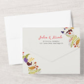 Exotic Woodland Wildflower krans bruiloft All In One Uitnodiging (Achterkant)