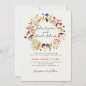 Exotic Woodland Wildflower krans Foto bruiloft Kaart (Voorkant)