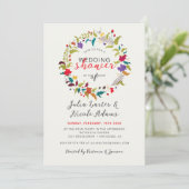 Exotic Woodland Wildflower Krans Trouwdouche Kaart (Staand voorkant)
