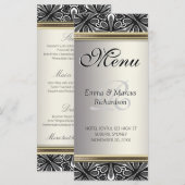 Exotic Zilver Zwart Wit Decor Wedding Menu (Voorkant / Achterkant)