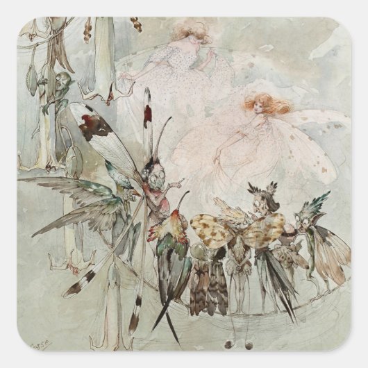 “Exotics at Play” by A Duncan Carse Vierkante Sticker (Voorkant)