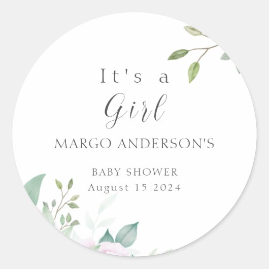 Exotisch Baby shower Roos avontuur Ronde Sticker (Voorkant)