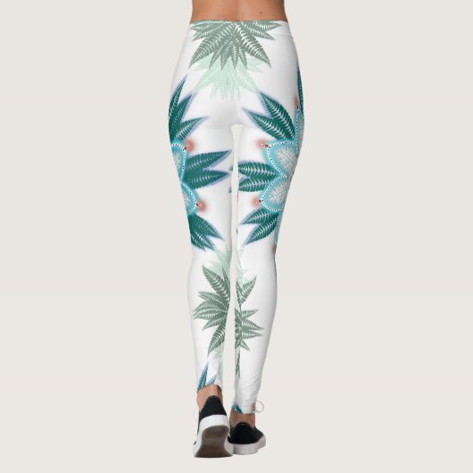 Exotisch blauw Bloem Mandala Leggings (Achterkant)