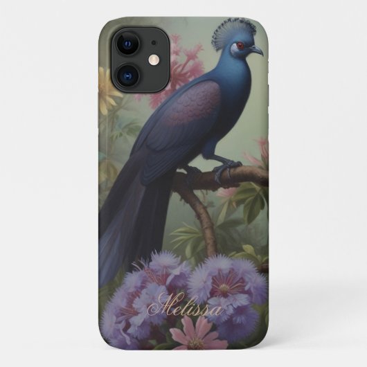 Exotisch blauw vogelscript personaliseren Case-Mate iPhone case (Achterkant)
