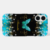 Exotisch Blauwgroen blauw gouden zwarte vlinder Case-Mate iPhone Case (Achterkant (horizontaal))