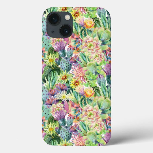 Exotisch Bloeiend Waterverf Cacti Patroon Case-Mate iPhone Case (Achterkant)