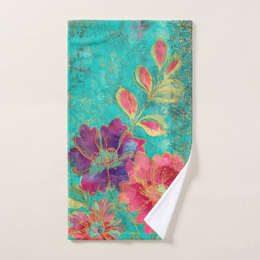 Exotisch bloemendesign handdoek (Handdoek)