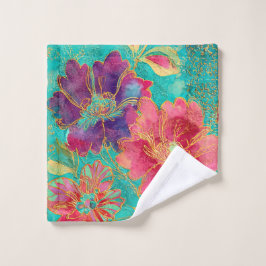 Exotisch bloemendesign washandje