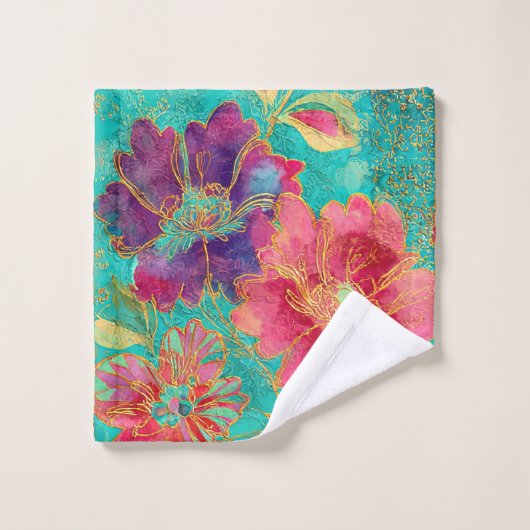 Exotisch bloemendesign  washandje (Wasdoekje)