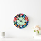 Exotisch Bloemmotief Aangepaste Tekst-68578 Ronde Klok (Huis)