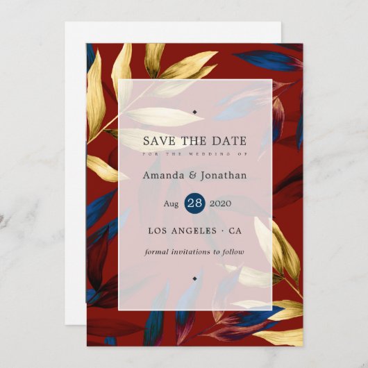 Exotisch bos bruiloft save the date (Voorkant / Achterkant)