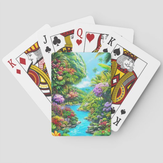 Exotisch bos met waterstroom pokerkaarten (Achterkant)