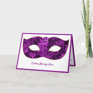 Exotisch Elegant Mardi Gras Paarse Masker Aanpasse Kaart