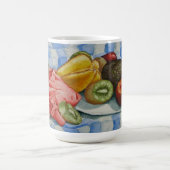 Exotisch fruit Stilleven Art Blauw Wit Tafelkleed Koffiemok (Center)