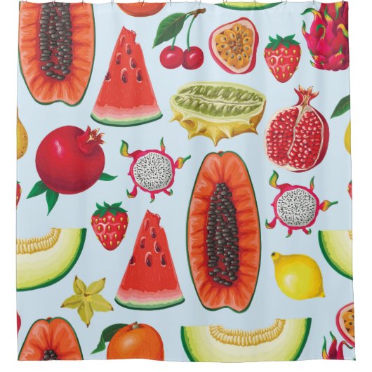 Exotisch fruit: trendy print naadloos. douchegordijn (Voorkant)