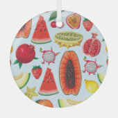 Exotisch fruit: trendy print naadloos. glas ornament (Voorkant)