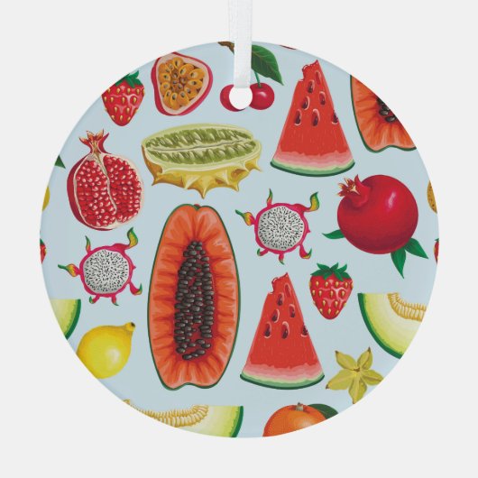 Exotisch fruit: trendy print naadloos. glas ornament (Achterkant)