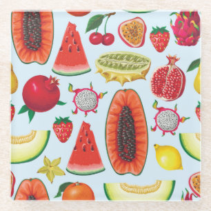 Exotisch fruit: trendy print naadloos. glazen onderzetter