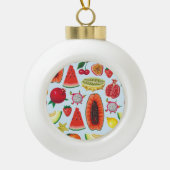 Exotisch fruit: trendy print naadloos. keramische bal ornament (Voorkant)