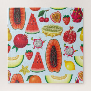 Exotisch fruit: trendy print naadloos. legpuzzel