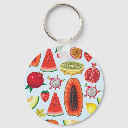 Exotisch fruit: trendy print naadloos. sleutelhanger (Voorkant)