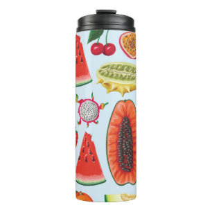 Exotisch fruit: trendy print naadloos. thermosbeker