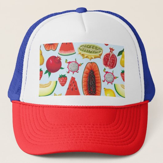 Exotisch fruit: trendy print naadloos. trucker pet (Voorkant)