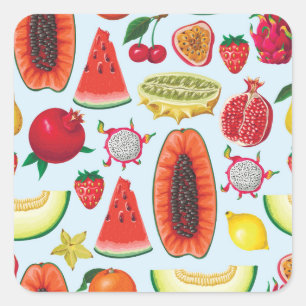 Exotisch fruit: trendy print naadloos. vierkante sticker