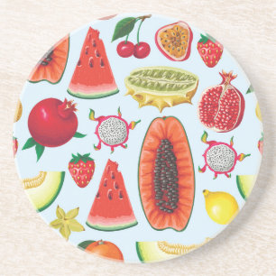 Exotisch fruit: trendy print naadloos. zandsteen onderzetter