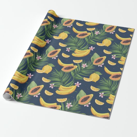 Exotisch fruitpatroon cadeaupapier (Uitgerold)