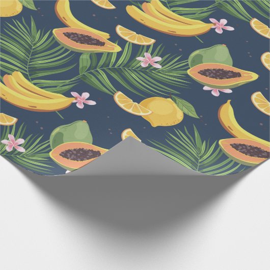 Exotisch fruitpatroon cadeaupapier (Hoek)