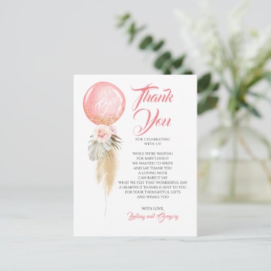 Exotisch gebladerte bloemenballon Garland dank u Briefkaart (Staand voorkant)