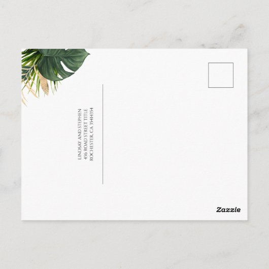 Exotisch gebladerte Floral Tropical dank u Briefkaart (Achterkant)
