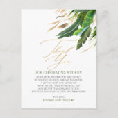 Exotisch gebladerte Floral Tropical dank u Briefkaart (Voorkant)