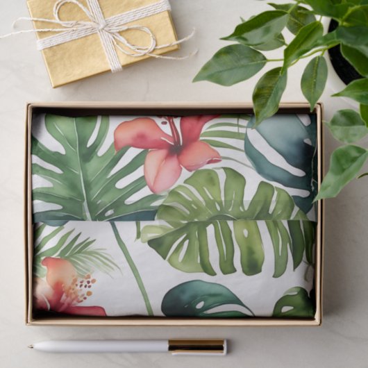 Exotisch gebladerte Tropische Waterverf en bloemen Tissuepapier (Geschenk)
