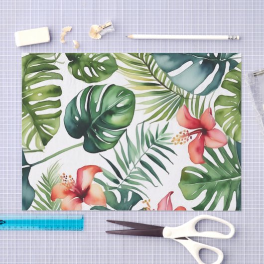 Exotisch gebladerte Tropische Waterverf en bloemen Tissuepapier (Craft)