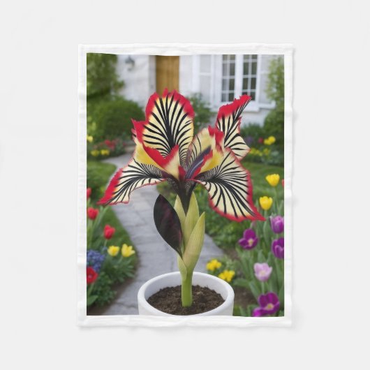 Exotisch gebloemd bloem in pot tuin fleece deken (Voorkant)