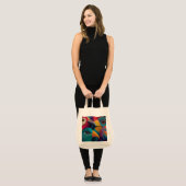 Exotisch gekleurde en pattereerde vogels tote bag (Voorkant (model))