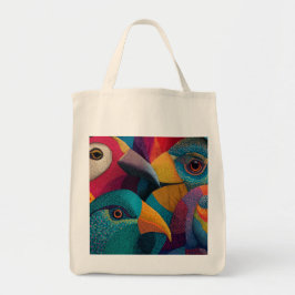 Exotisch gekleurde en pattereerde vogels tote bag