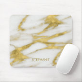 Exotisch goud en wit marmer Abstract met Monogra Muismat (Met muis)