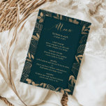 Exotisch Goud Foilage Border Bruiloft menukaart<br><div class="desc">Ontworpen om te coördineren met onze Gold Foliage on Forest Green Collectie, deze aanpasbare bijpassende bruiloft menu beschikt over prachtige exotische bladeren blad rand op bos groene achtergrond. Voor meer geavanceerde aanpassingen van dit ontwerp, bijvoorbeeld het wijzigen van de lay-out, het lettertype of de tekstgrootte, klikt u op de knop...</div>
