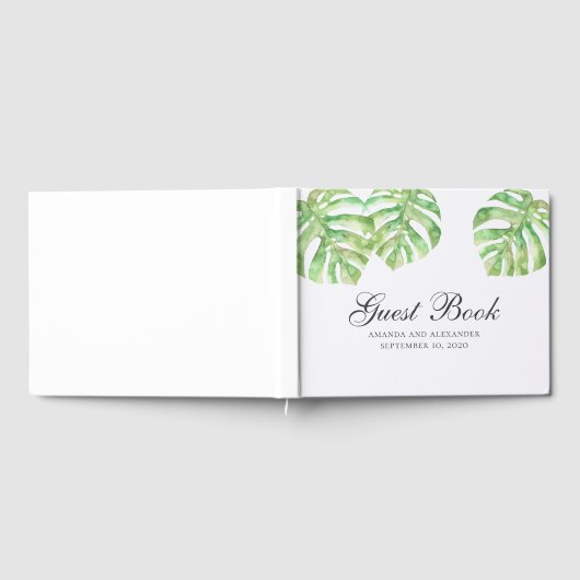 Exotisch groen blad. Zomer tropische bruiloft Gastenboek (Volledig)