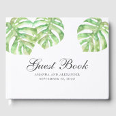 Exotisch groen blad. Zomer tropische bruiloft Gastenboek (Voorkant)