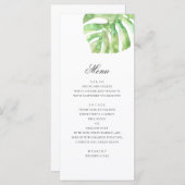 Exotisch groen blad. Zomer tropische bruiloft Menu (Voorkant / Achterkant)