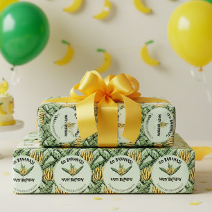 Exotisch Groen Ga Bananen Gelukkige Verjaardag Jun Cadeaupapier