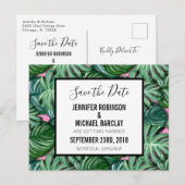 Exotisch groen tropisch bladerenpatroon Bewaar de  Aankondigingskaart (Voorkant / Achterkant)